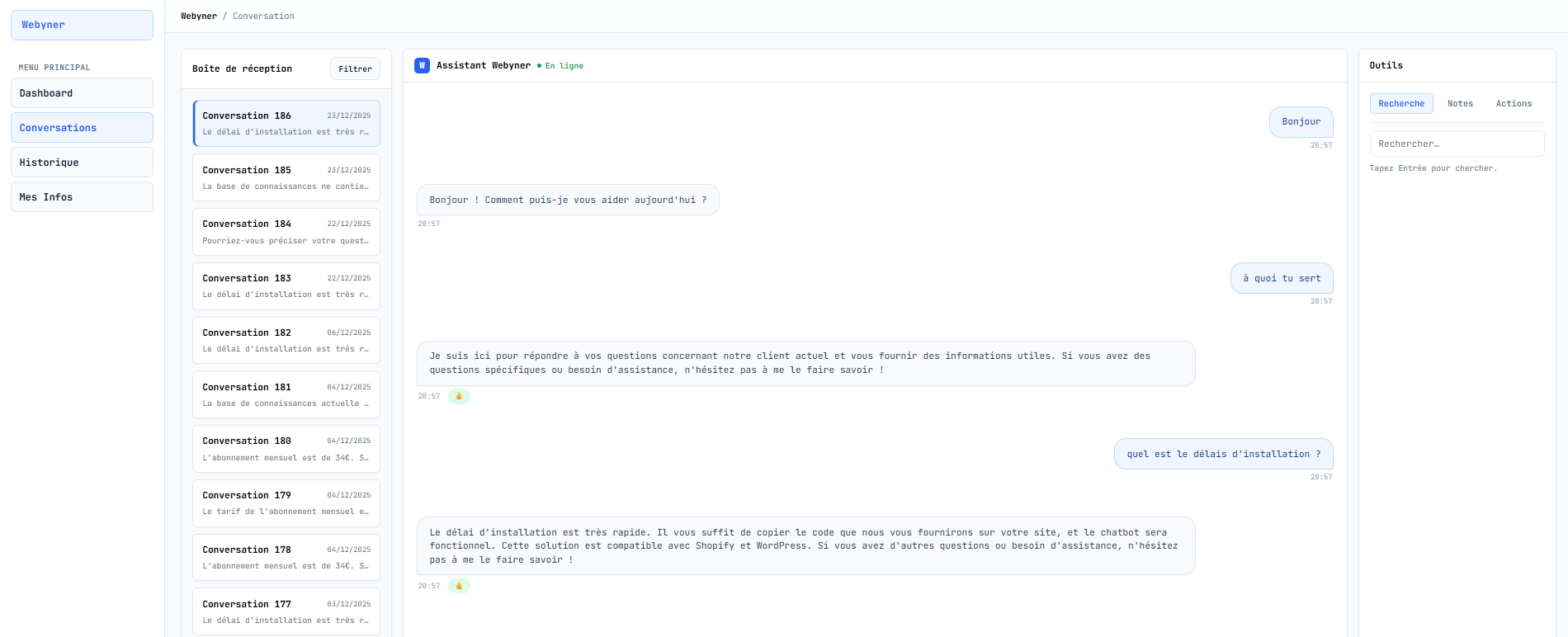 Aperçu Conversation